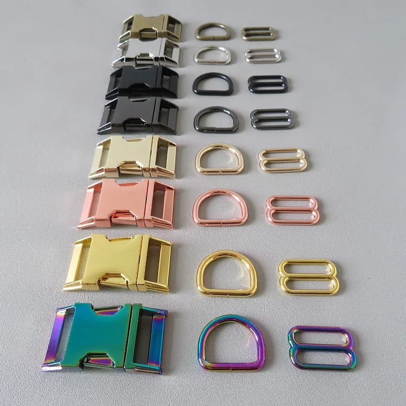 1Set Collare per cani da compagnia Paracord Metallo D Anello Cursore Regolatore Anello per cintura Fibbia a sgancio laterale Accessorio per cucire Cablaggio Hardware