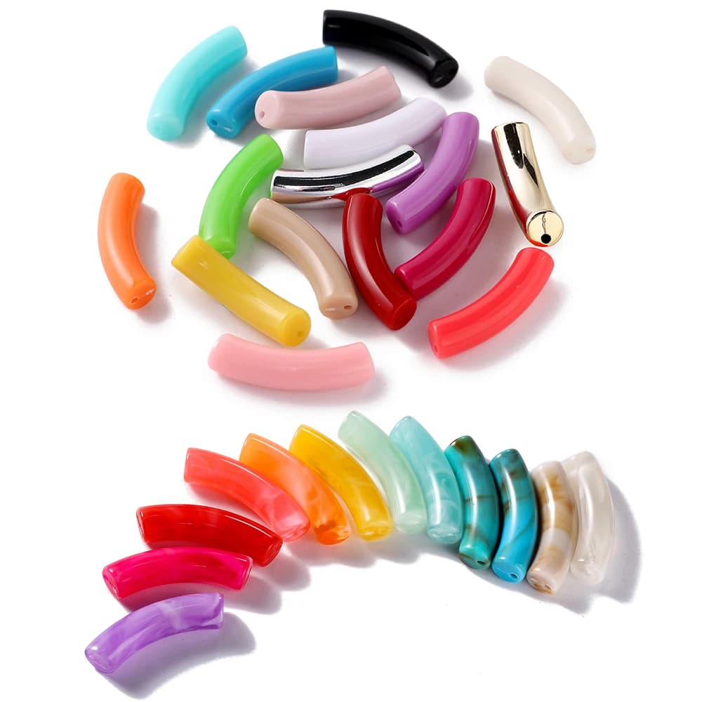 10 pz/lotto 10*33mm Perline Acriliche Tubo Curvo Multicolor Branelli Allentati Del Distanziatore Per La Collana Bracciali Gioielli FAI DA TE Che Fanno Accessori