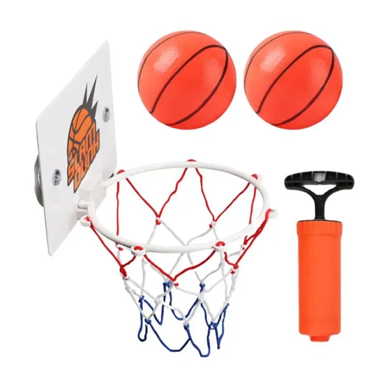 Mini canestro da basket da interno con 2 palloni, tabellone da basket con ventosa per montaggio a parete, gioco sportivo per bambini e bambine