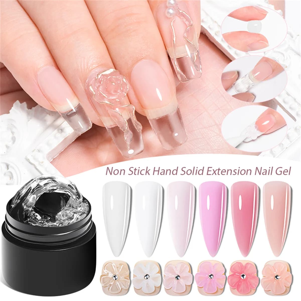 MTSSII 8ml Transparent Anti-adhesive Solid Hand Extension Nail Polish Cutout Flower Art Nails Construction UV Gel Acrylic Paint Manicure