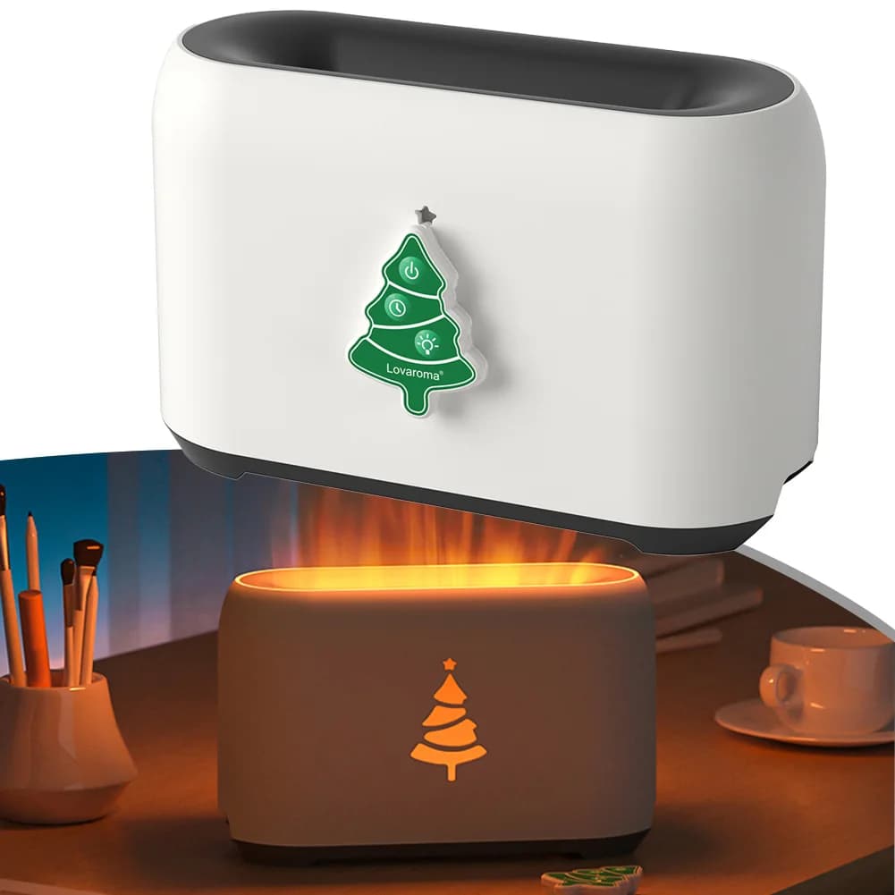 1pc Natale Fiamma Umidificatore ABS Aromaterapia Macchina Telecomando Atmosfera Luce Casa Decorazioni natalizie Forniture
