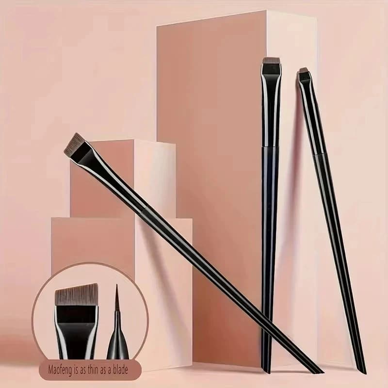 Set di pennelli per il trucco da 1-2 pezzi: pennello per eyeliner a forma di falcetto, pennello per sopracciglia angolato, pennello per eyeliner, pennello per ombretto ultra-sottile