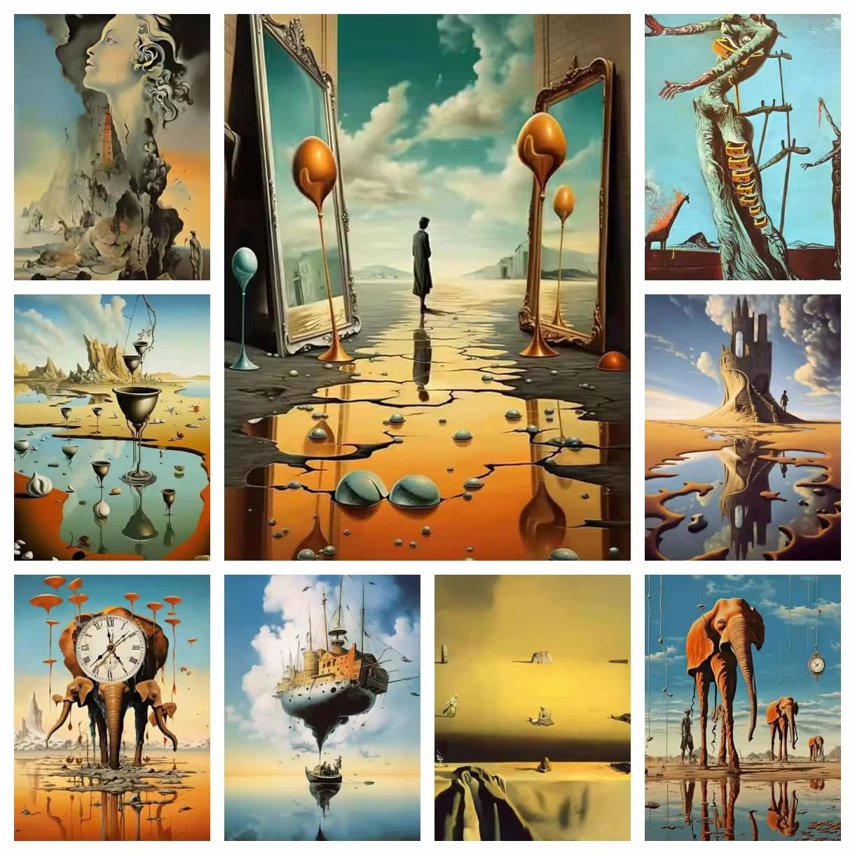 Pittura Diamante 5D Fai da Te Surrealismo Opera d'Arte Famosa di Salvador Dali Ricamo a Punto Croce con Diamanti Rotondi Completi Decorazione Casa