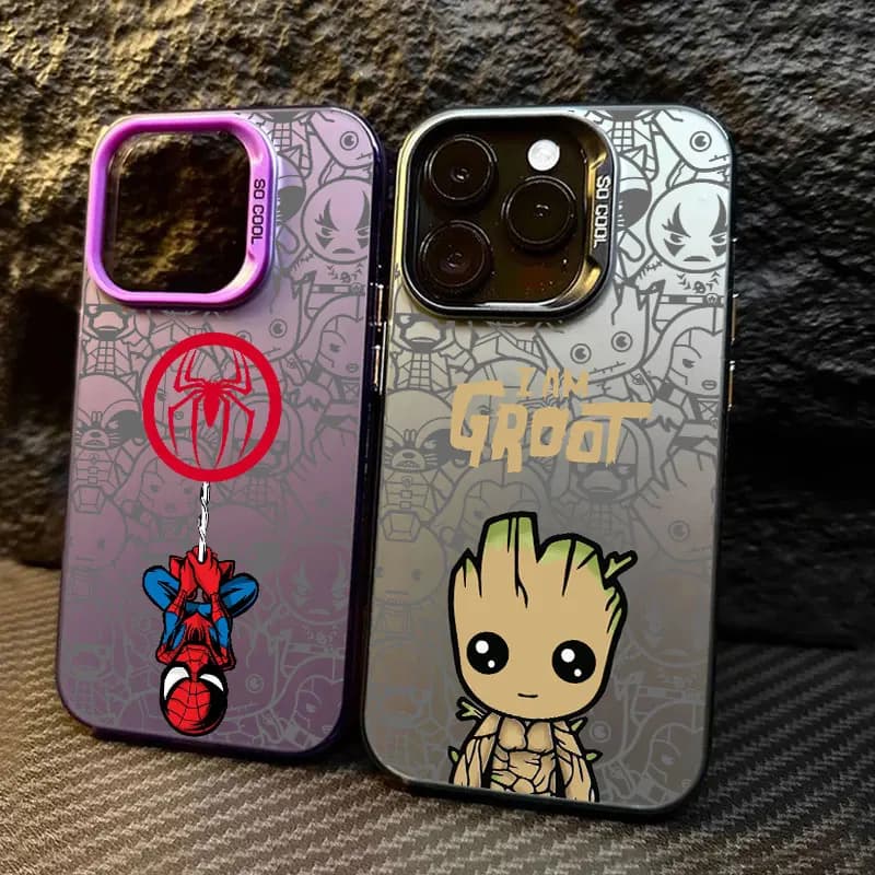 Cover per iPhone Marvel Spiderman Deadpool Groot per modelli 11 12 13 14 15 16 17 Pro Max 16e 17E 17 Air Plus 13 Mini