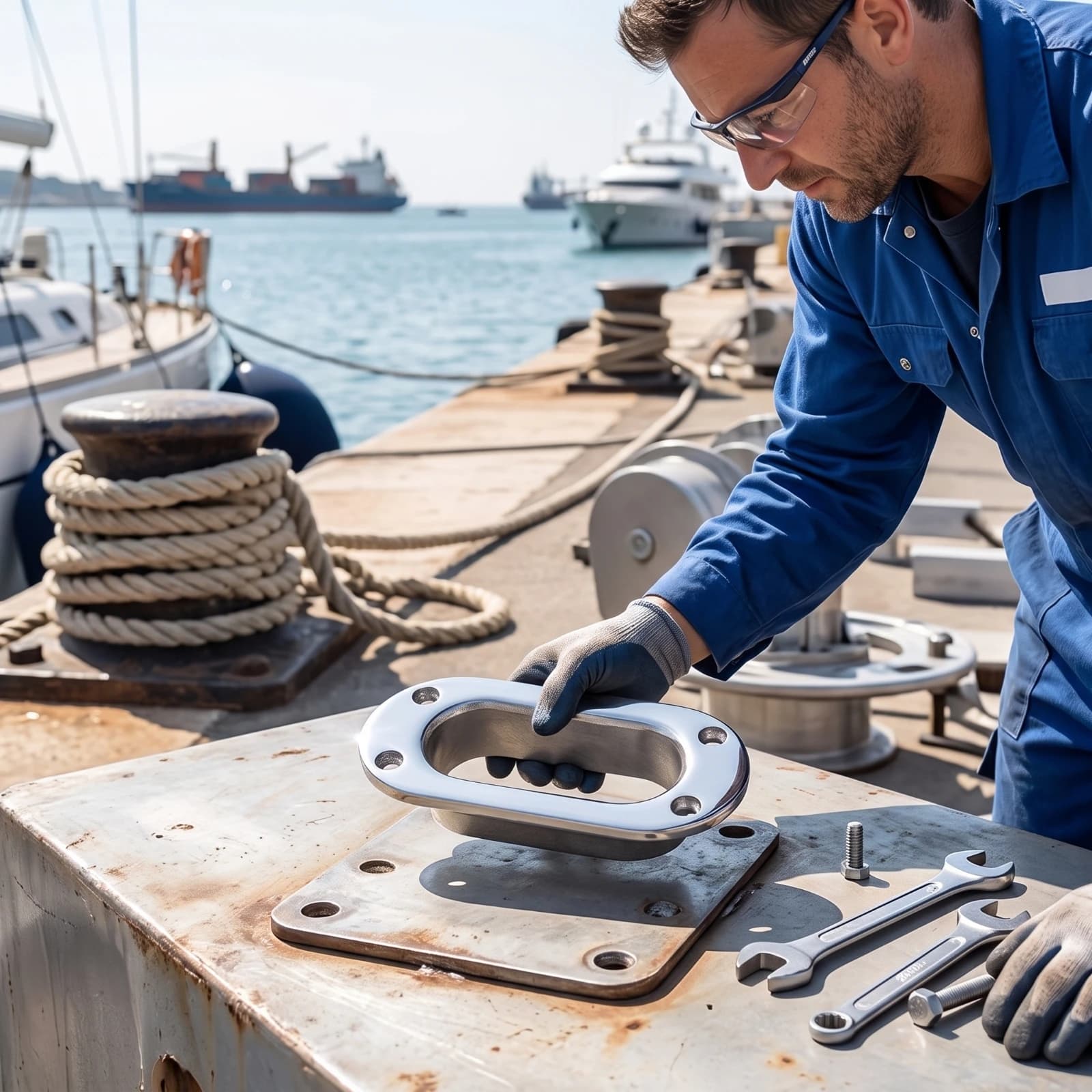 Marine Fairlead Low-Profile Deck Fairlead Boat Rope Guide Corrosion-Resistant Heavy-Duty for Sailors, Boats, Yachts