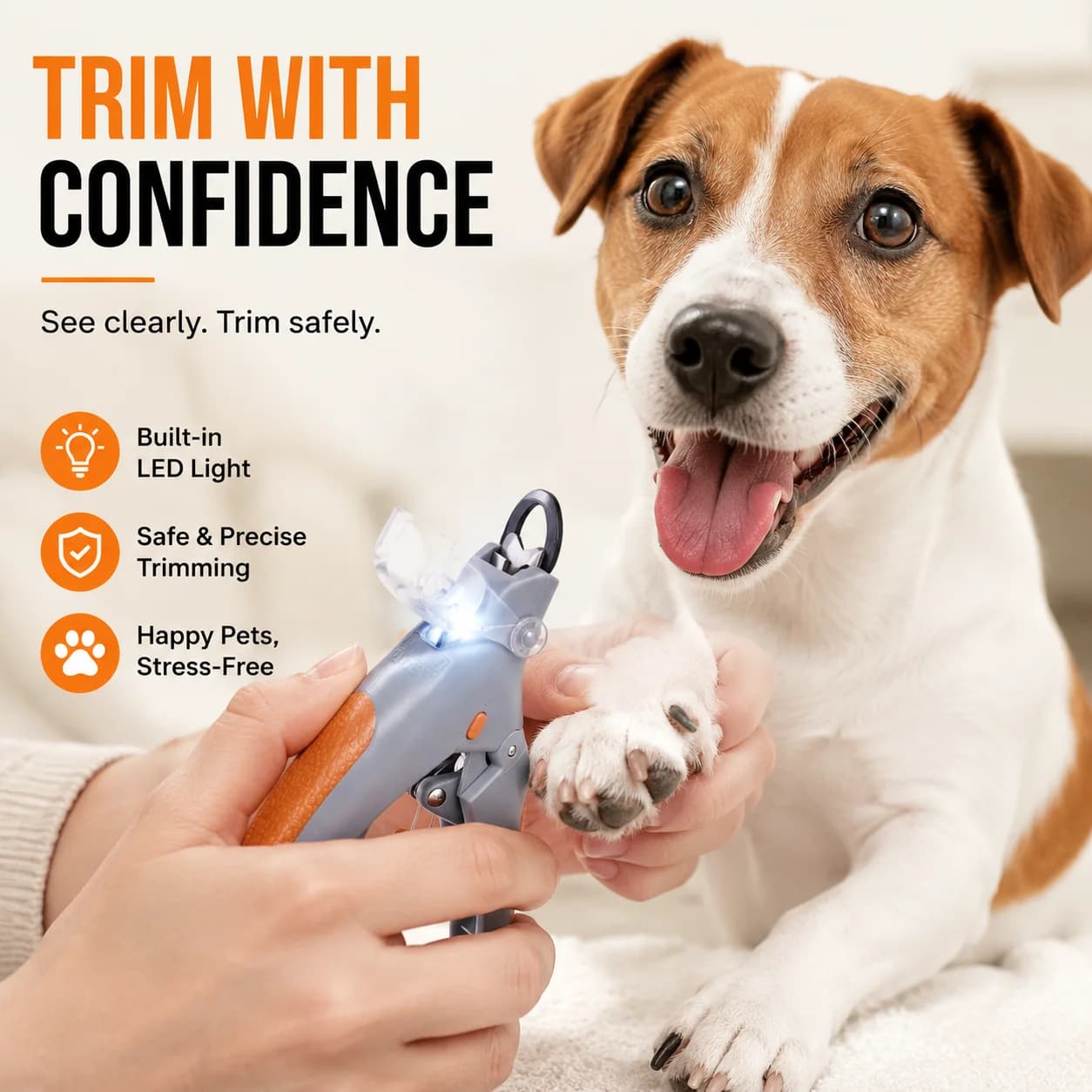 Tagliaunghie per Cani in Acciaio Inossidabile con Luce LED e Impugnatura Antiscivolo per Taglio Preciso, Cura Domestica e Toelettatura di Piccole Razze