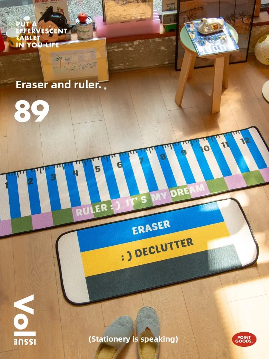 PointLab Original Fun Children's Room Study Bedroom Carpet Rubber Straight Rule Shape Home Decorative Area Rugs Rectangular
