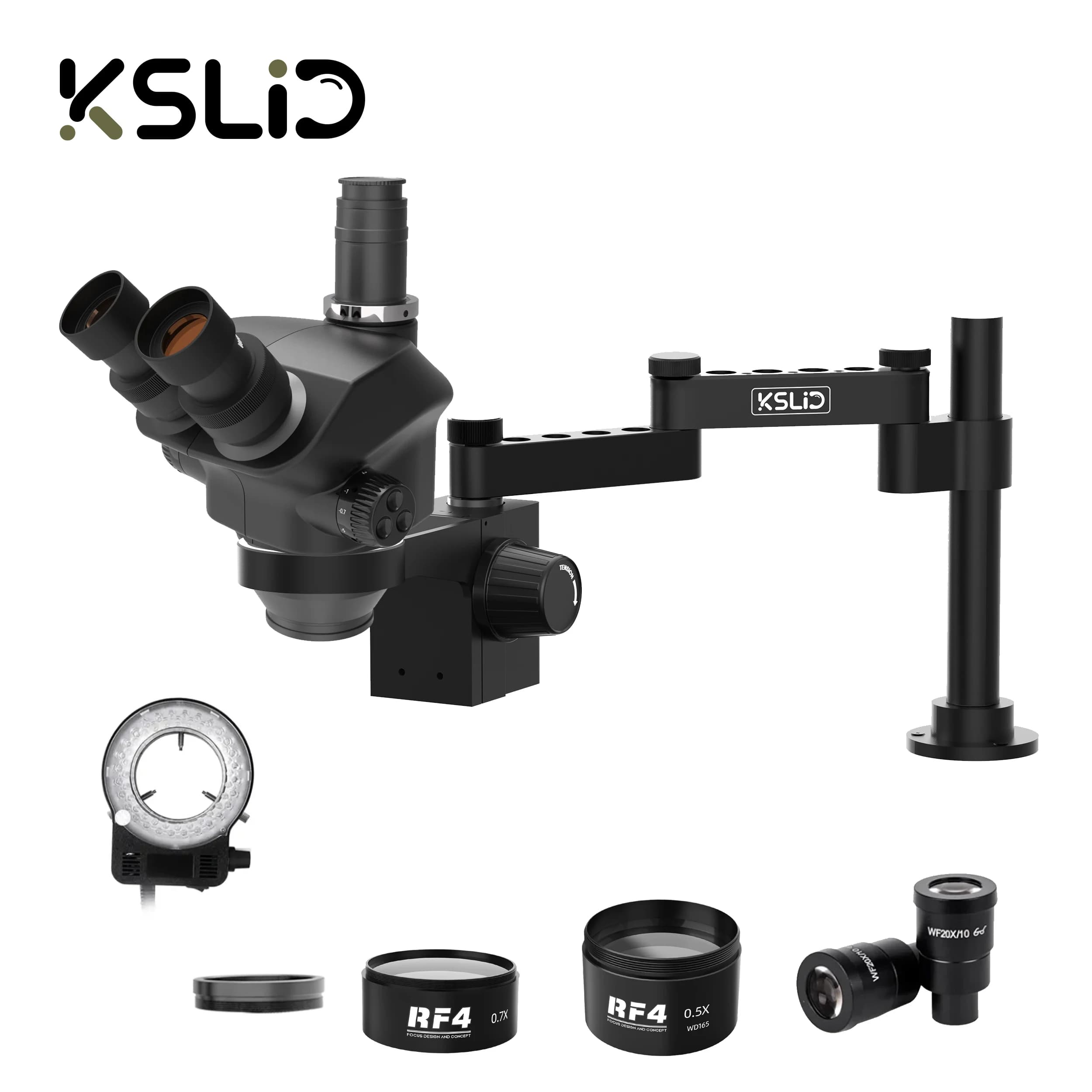 KSLID 7050T-K047 Supporto per microscopio Design Cacciavite Posizione del foro Comodo funzionamento di posizionamento a qualsiasi, 360 ° Ruota anteriore posteriore