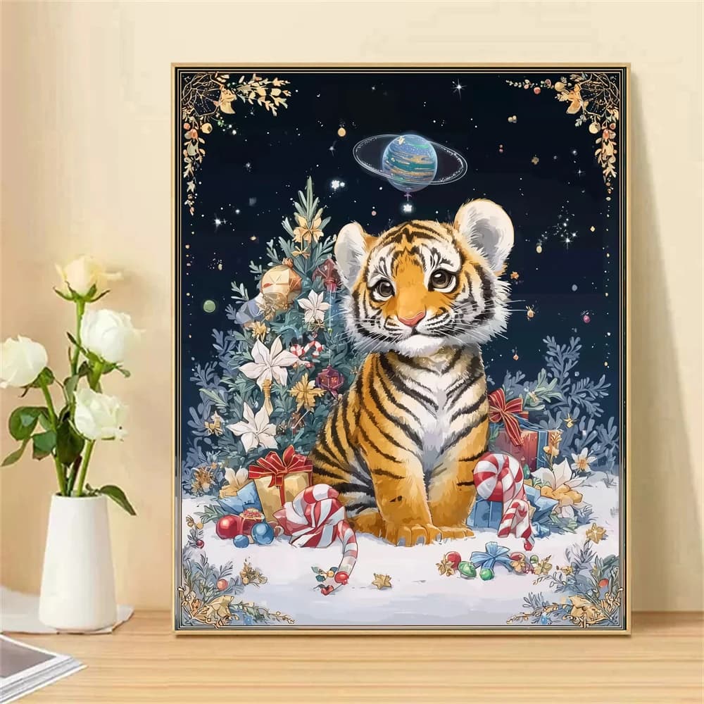 Painting by Numbers For Adult Cute Tiger Dropshipping Canvas Oil Paint by Number Home Decor