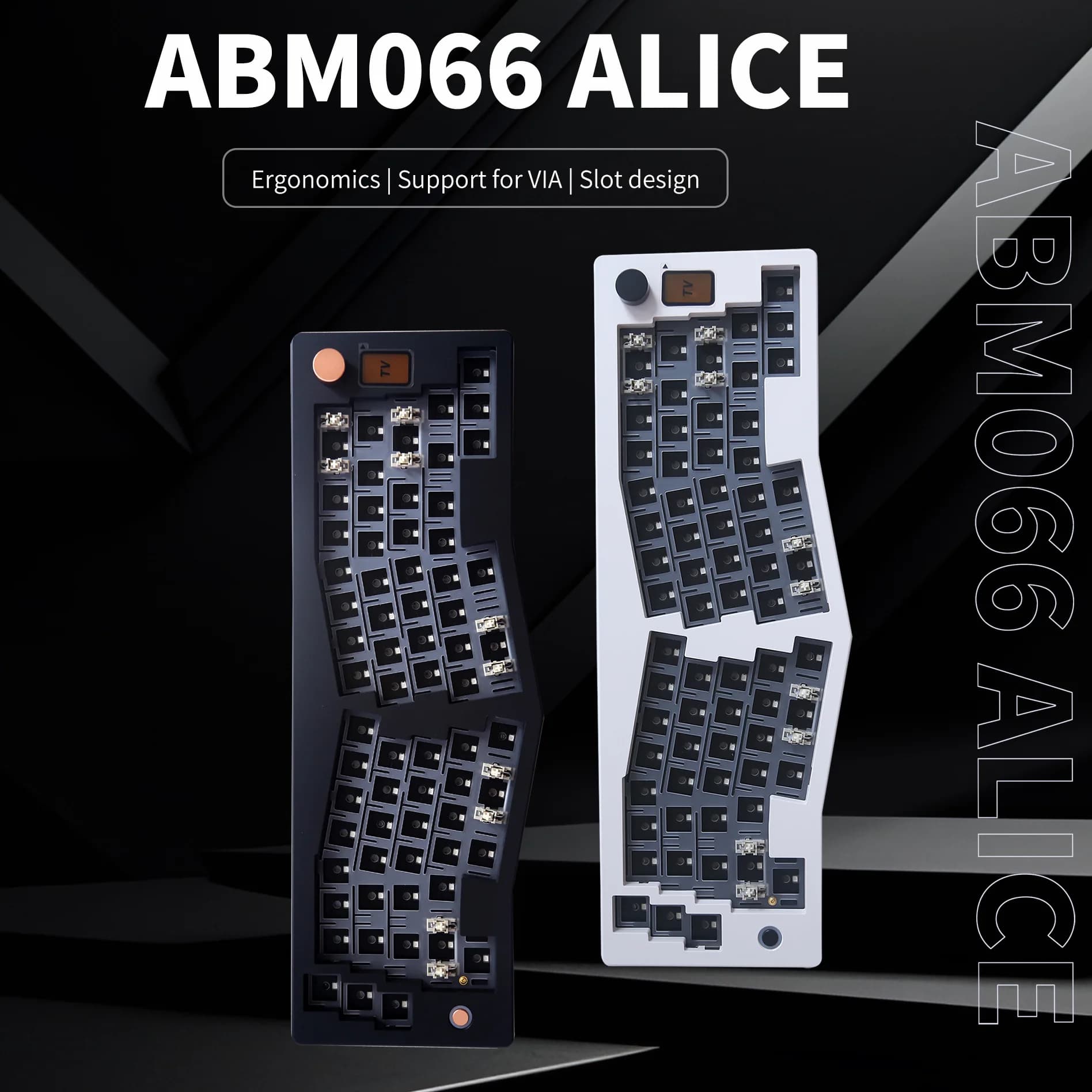 ABM066 Tastiera meccanica Alice a tre modalità, ergonomica, con kit di personalizzazione Gasket Bluetooth VIA