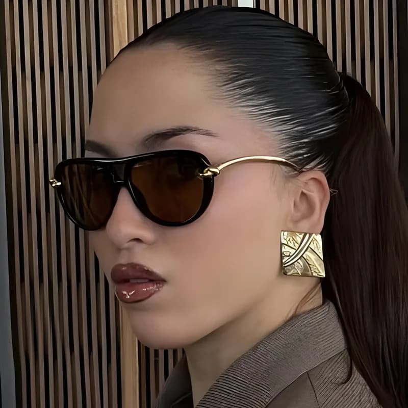 Fashion Knot Double Beam Pilot Sunglasses Luxury Brand Women's Personalized Sunglasses Outdoor Street Casual Simple Sunglasses