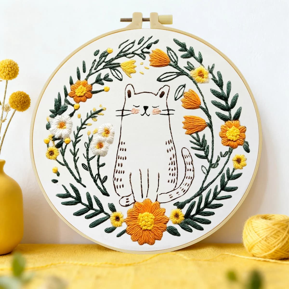 1 pz 20X20 CM/15X15 CM 7.87/6.3 pollici Gatto Ricamo Starter Kit FAI DA TE kit di ricamo FAI DA TE manualidades Cucito Arte Mestiere Pittura