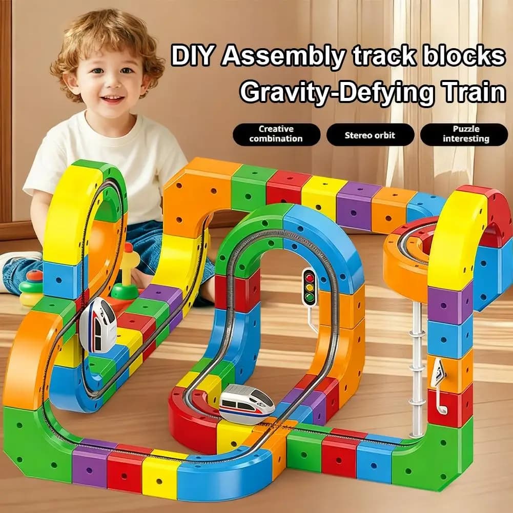 Assemblaggio fai-da-te Binario magico Treno Building Block Rail Car Labirinto Giocattoli educativi Forme multiple Treno elettronico Binario di costruzione