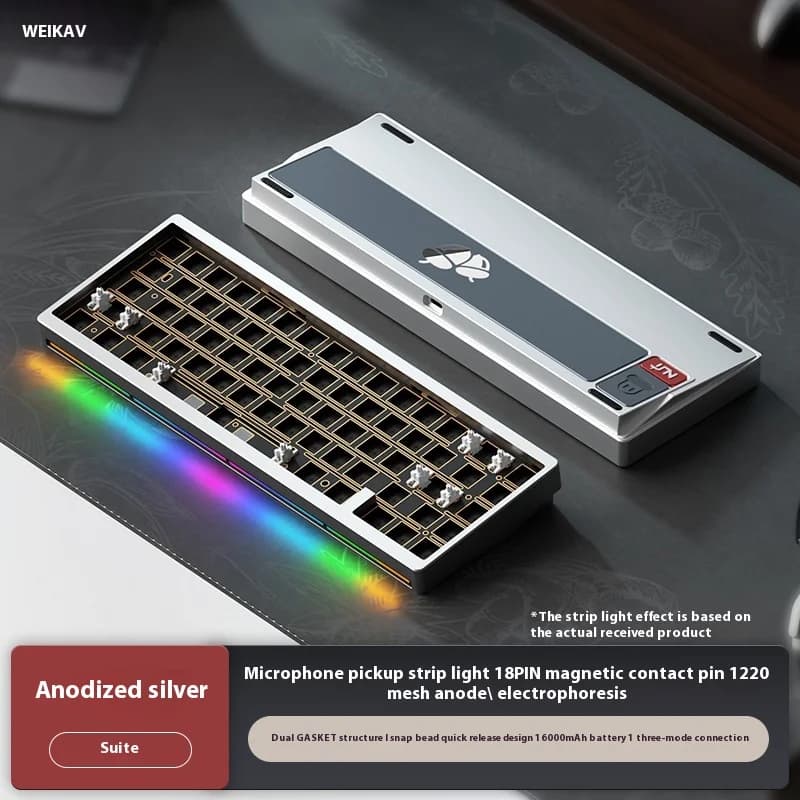 Weikav Nut65 Mechanical Keyboard Kit Aluminium Alloy Three Mode Gaming Keyboard Hotswap Structure Rgb Gasket Custom Pc Gifts