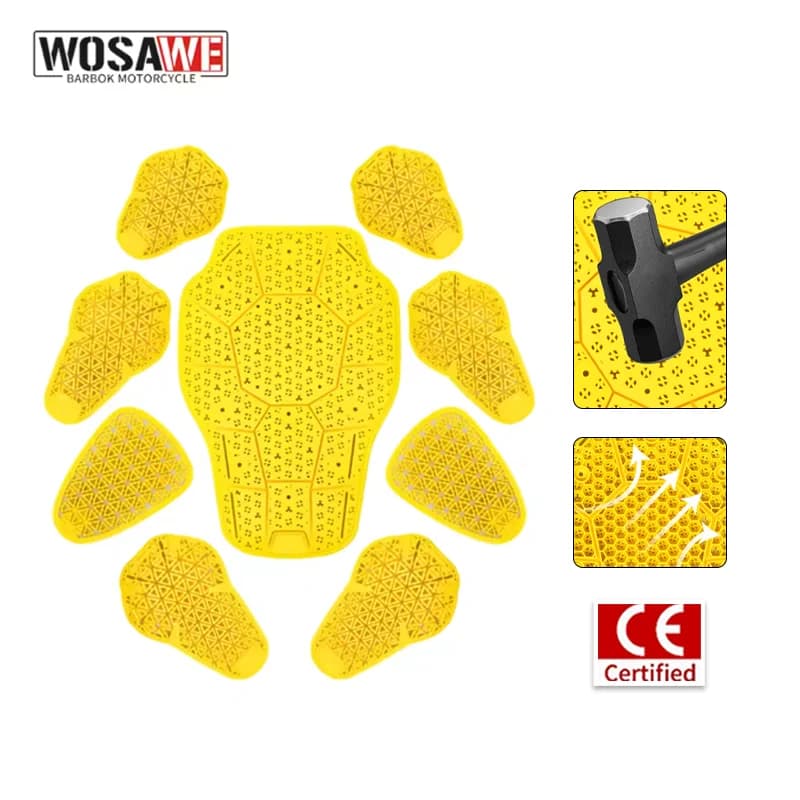Attrezzatura protettiva certificata WOSAWE CE Classe II per giacca da moto, protezioni per schiena/ginocchia/gomito/coscia, armatura per motociclisti, protezioni per la colonna vertebrale