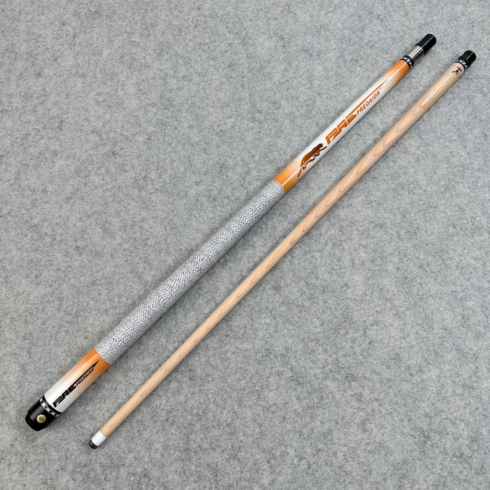 1pc Premium Orange Maple Pool Cue 1/2 Split Billiard Stick, 19oz-20oz Weight, 13mm Tip, Wrapped Non-Slip Grip, Quick Screw Joint