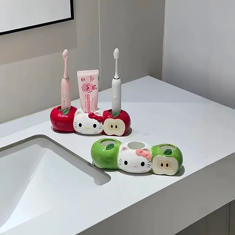Cartoon Hello Kitty My Melody Porta spazzolino in ceramica Kawaii Portaoggetti da appoggio per bagno, regalo per gli amici