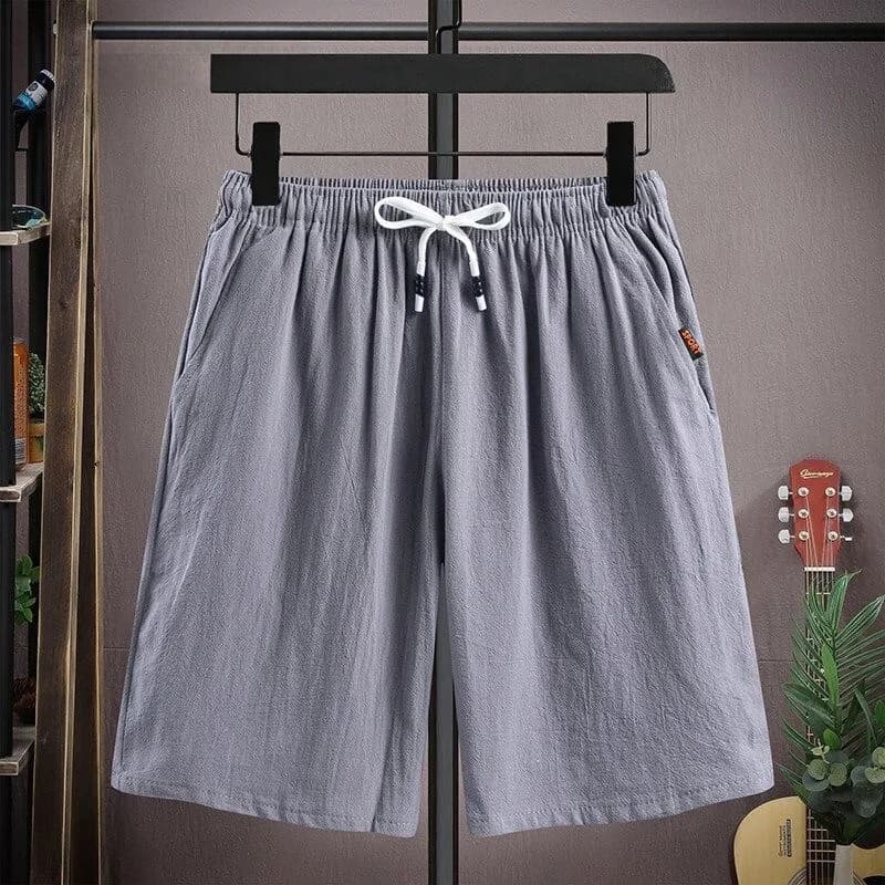 plus Size Men's Cotton Shorts Grey Summer Comfortable Breathable Casual mid Waist Standard Fit Short Pants City Walk