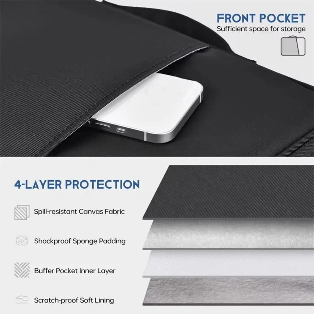 Borse per laptop portatili con maniglia, custodia per laptop ultra sottile impermeabile, materiale morbido, doppia cerniera, custodia per notebook.