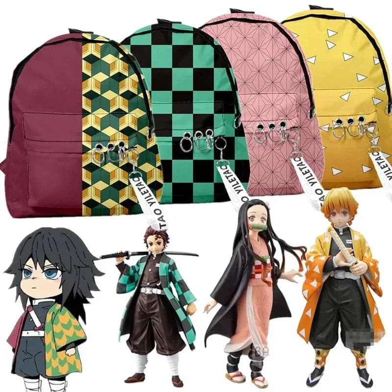 72th Anime Cosplay Zaino Demon Slayer: Kimetsu no Yaiba Tela Tomioka Giyuu Borse da scuola Borsa da viaggio per ragazze Mochila Feminin