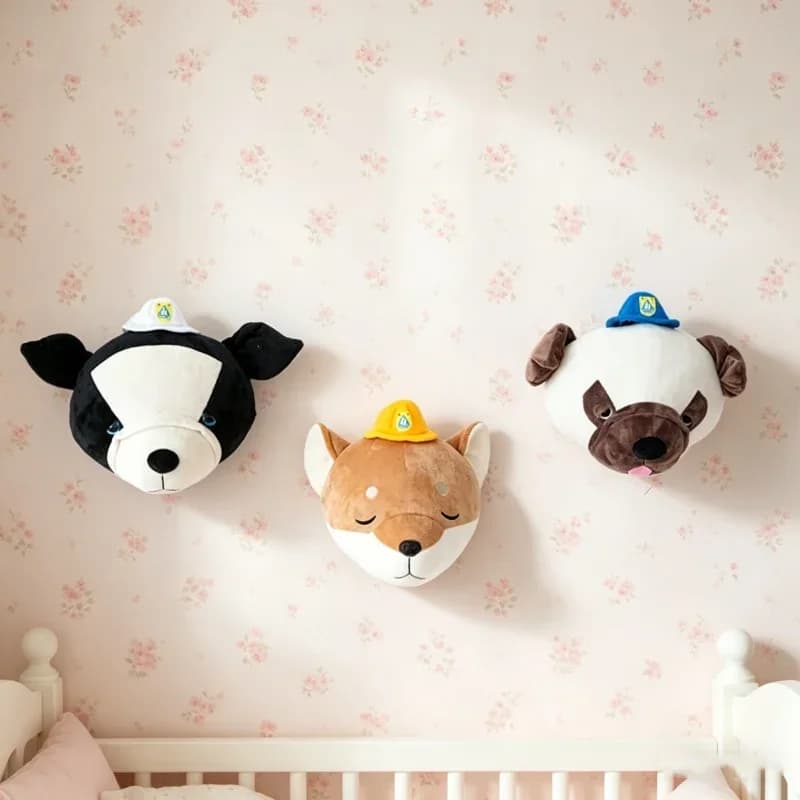 Testa di Cane Akita 3D Imbottita da Appendere, Decorazione per Cameretta Bambini, Arte Murale per Stanza dei Bambini, Decorazione Stile Fattoria