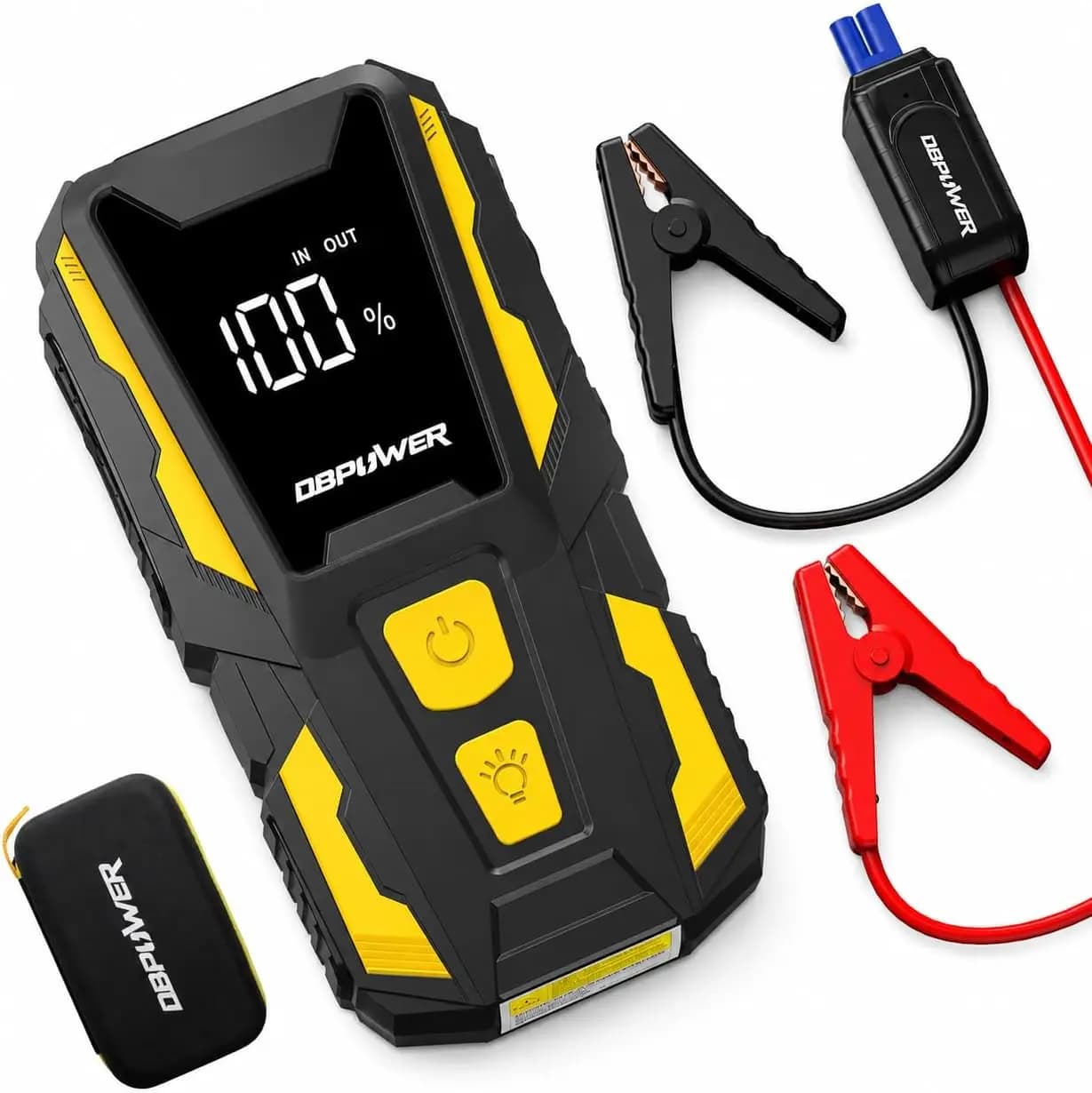 Avviatore di Emergenza 5000A per Motori a Benzina 10L/Diesel 8L, Batteria Portatile 74Wh 12V con Display, Luce LED e Custodia