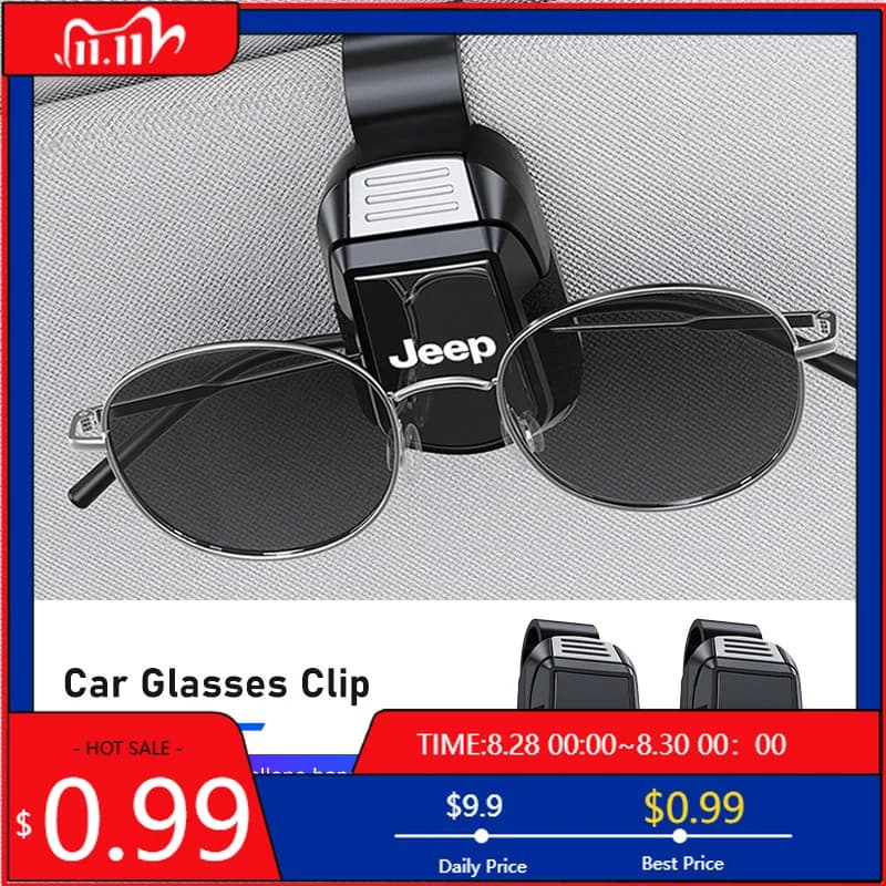 Portabicchieri Clip per occhiali per auto Visiera parasole Porta carte Morsetto per biglietti per Jeep Grand Cherokee Wrangler JK Gladiator Compass Renegade W