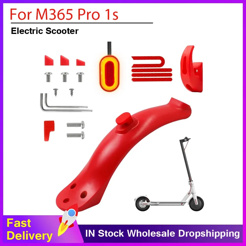 Set di Supporti per Parafanghi e Luci Posteriori, Accessori Antispruzzi per E-Scooter Xiaomi M365 Pro 1s, Luci di Avvertimento