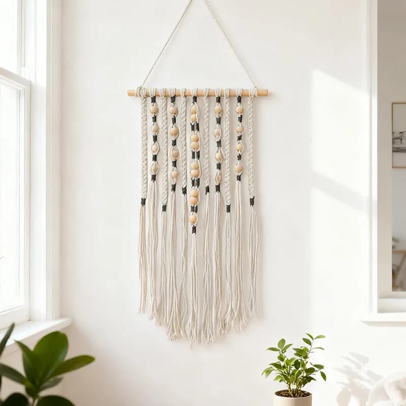 Macrame Wall Hanging Boho Decor Wall Tapestry Handmade Tassel Wall Art for Living Room Bedroom Headboard Nursery Home Decor