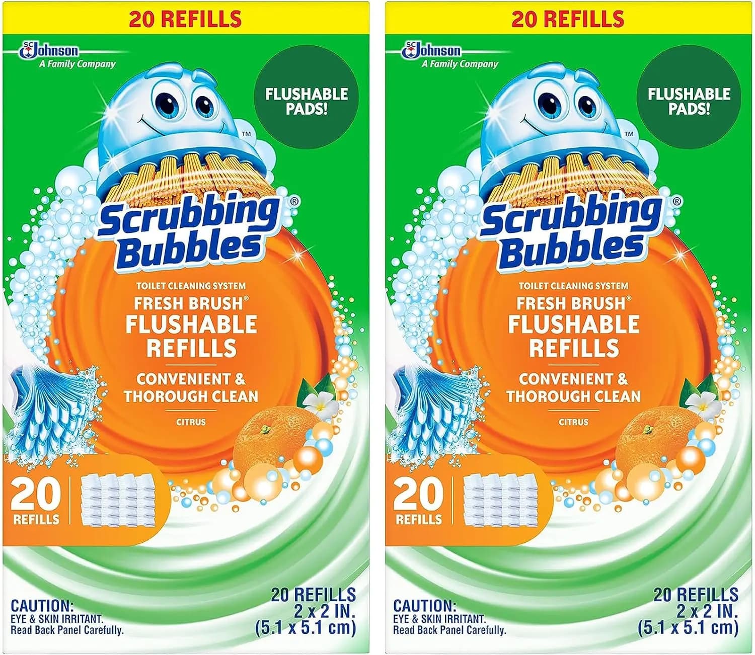 Scrubbing Bubbles Flushable Toilet Bowl Wand Cleaner Refills, Fresh Brush Cleaner Toilet Refill Pads, Removes Limescale & Odors,