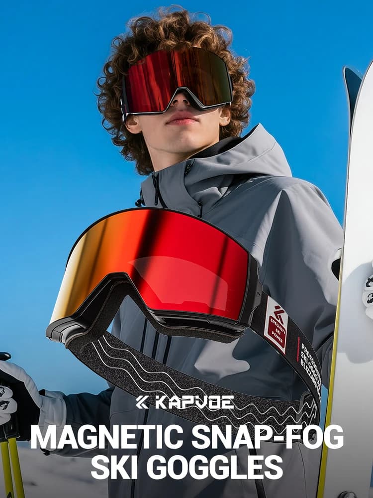 Kapvoe UV400 Snow Goggles Men Women Snowboarding Photochromic Skiing Sunglasses Mask Ski Anti-Fog Protection Snowmobile Glasses