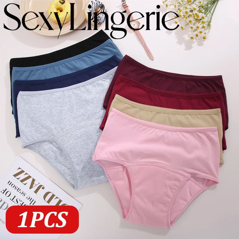 Biancheria intima per il periodo mestruale a vita alta in cotone da donna, assorbimento senza cuciture, lingerie a tenuta stagna, mutandine fisiologiche traspiranti