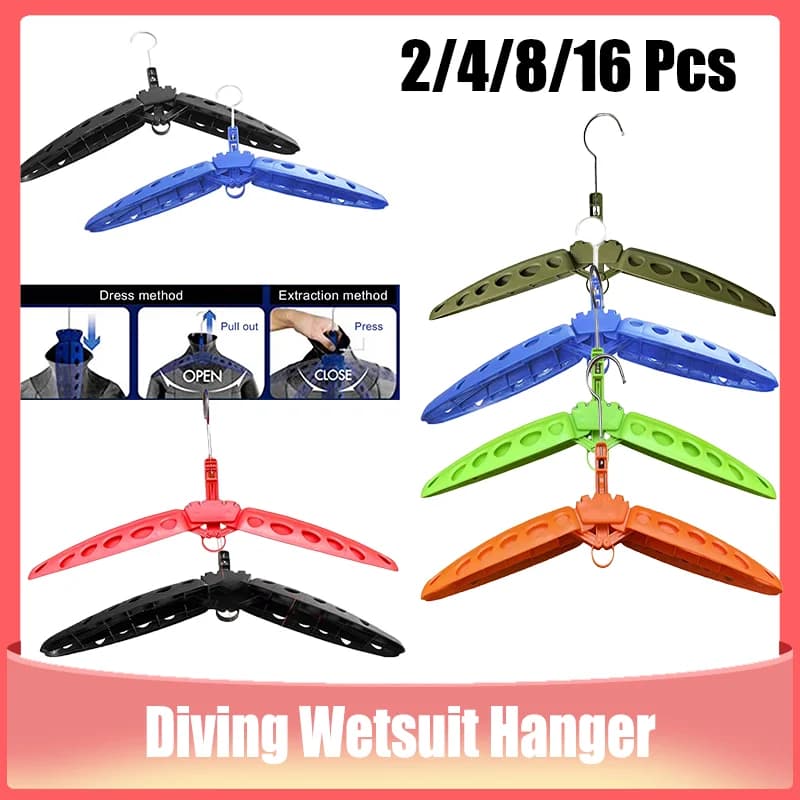 2/4/8/16Pcs Diving Wetsuit Hanger Foldable Diving Suit Hanger Surf Drysuit Thickened Rack Snorkeling Surfing Gear Hanger Stand