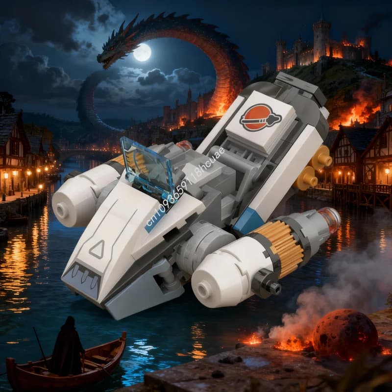 103 Pezzi MOC Modello di Astronave da Pattuglia Spaziale, Blocchi da Costruzione, Giocattoli Architettonici, Idea Creativa Fai-da-Te, Regalo di Natale, Mattoncini Educativi per Bambini