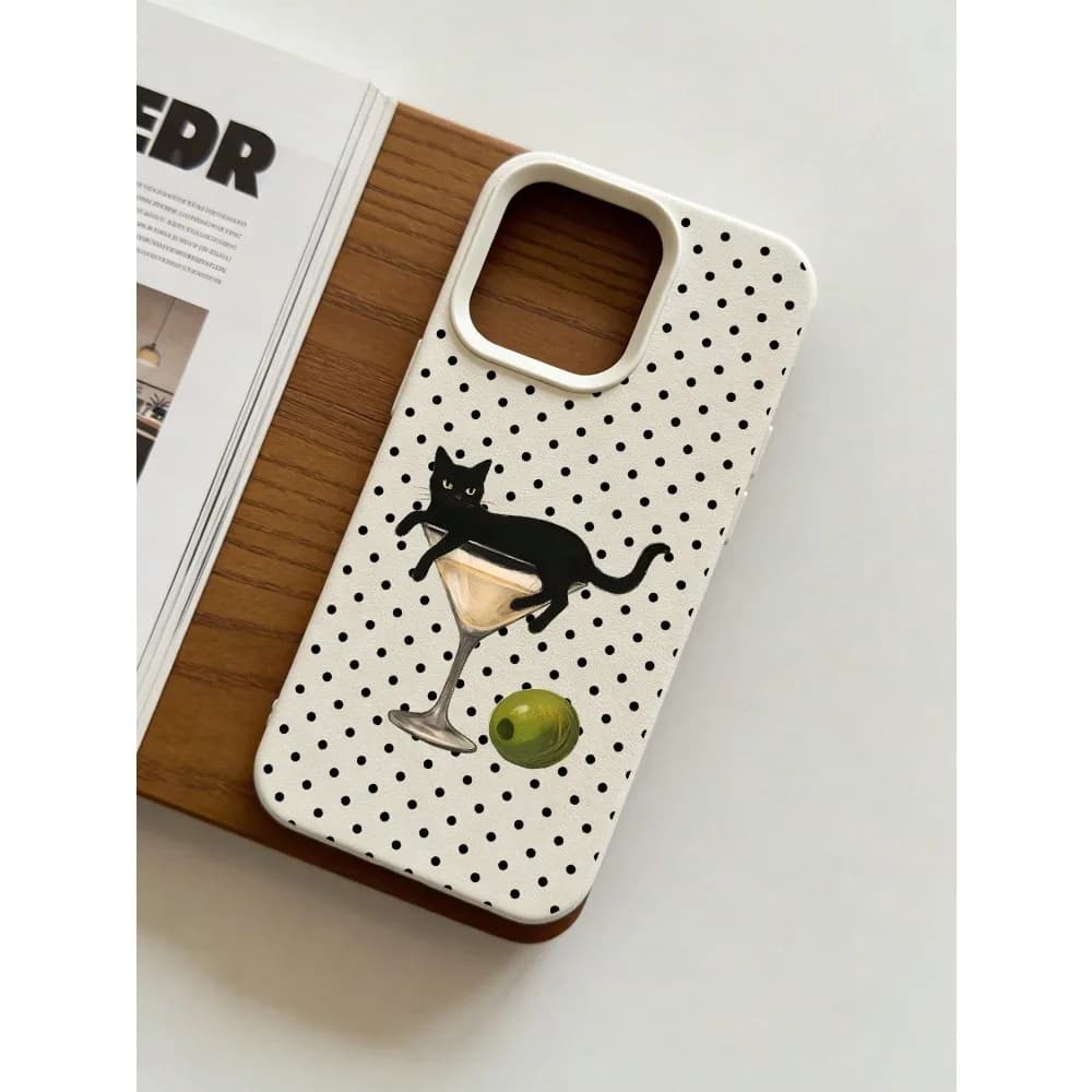 Artistic Cat In Wine Glass Illustration Phone Case,for iPhone 17/16/16ProMax/15/14/13/12ProMax/11/11Pro Anti-drop protection