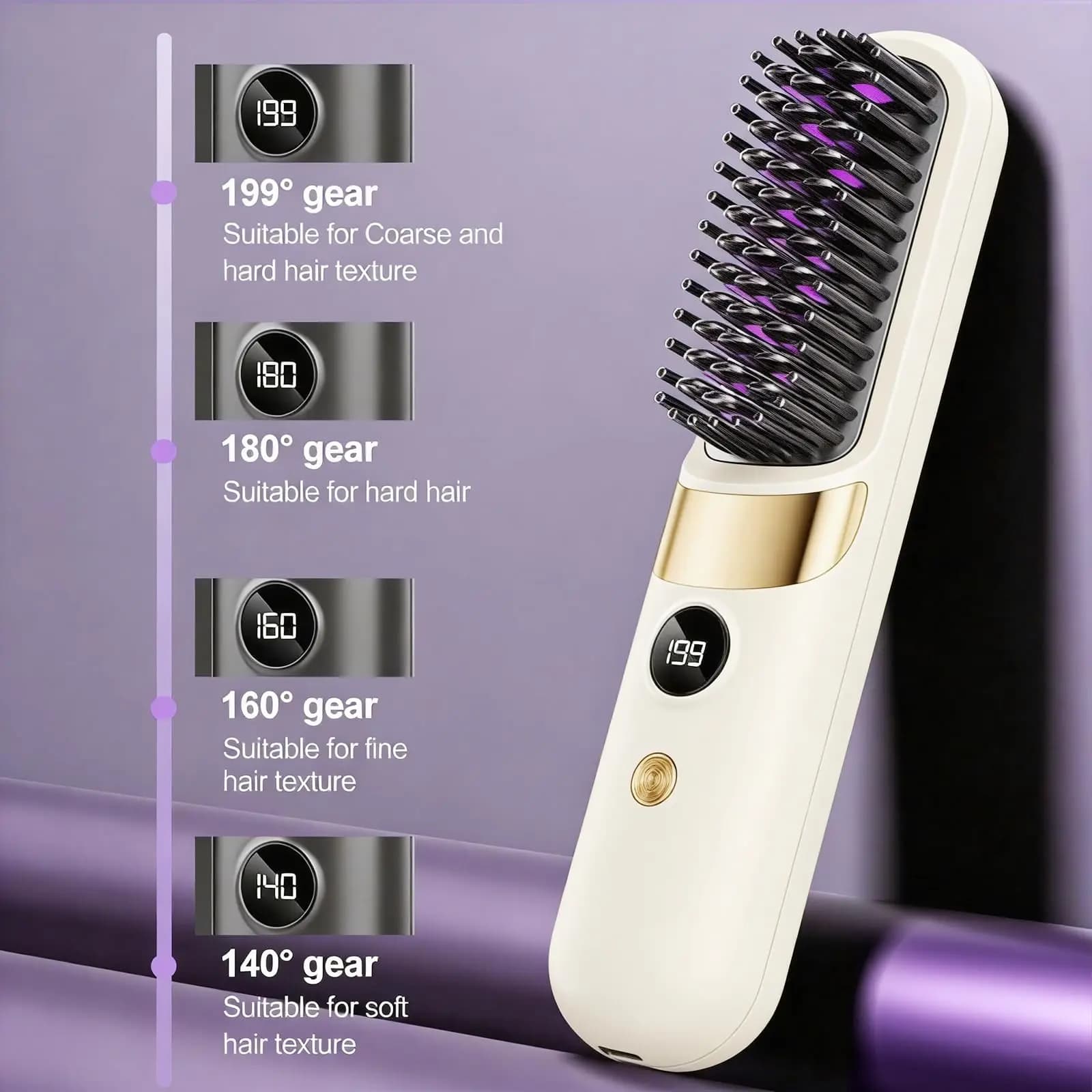 Spazzola Lisciante Senza Fili per Styling Rapido – Pettine per Capelli Portatile 2026, Riscaldamento Veloce in 30s, Cura Ionica e Ceramica