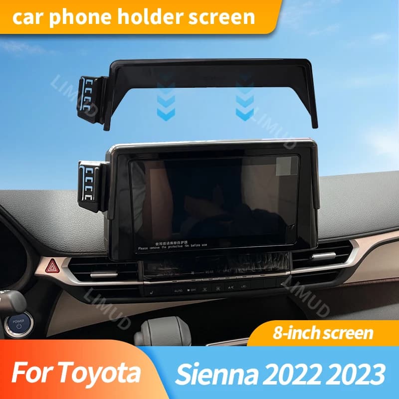 Supporto per auto per Toyota Sienna 2022 2023, supporto per telefono cellulare con schermo da 8 pollici, base fissa per schermo auto, supporto per ricarica wireless veloce.