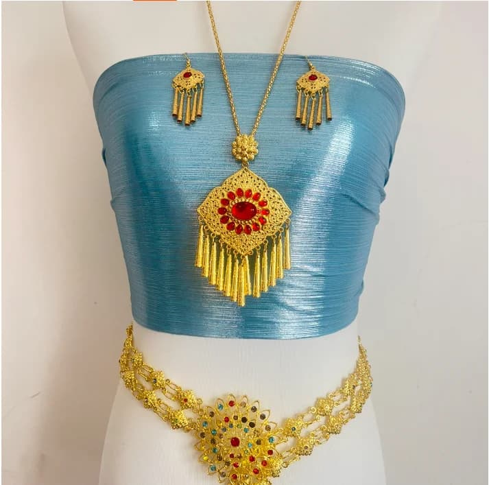 Accessori moda moda tailandese Collana Orecchini Set Salpicaduras d'acqua Festival Costume di scena abbinato