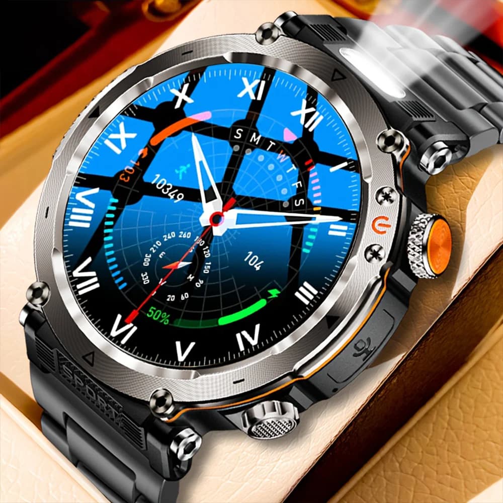 DAORKOW Nuovo Orologio di Lusso alla Moda 5ATM GPS Bussola Smartwatch Sportivo da Esterno per Uomo AMOLED 366*366 NFC Frequenza Cardiaca IP68