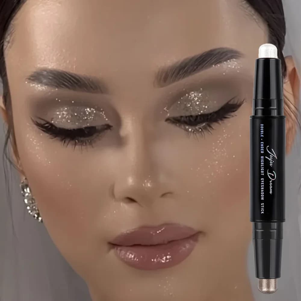 Double extremity stick, matt and shiny, 3 color long lasting creamy pencil waterproof, smoky and natural, Christmas Winter