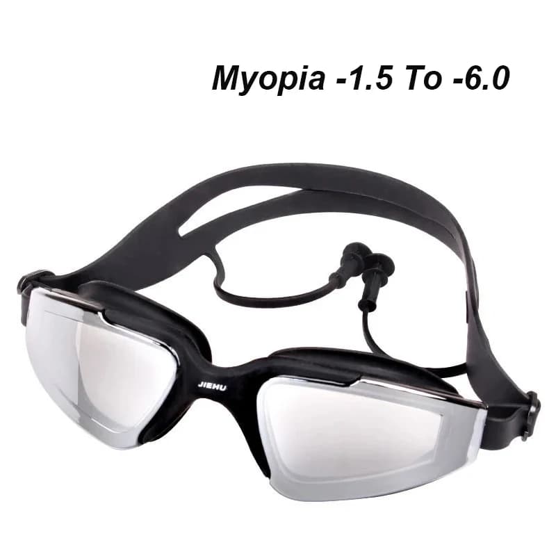 Adult men teenage woman myopia-1.5 To -6.0 swim glasses HD anti-fog diopters sports glasses with earplugs