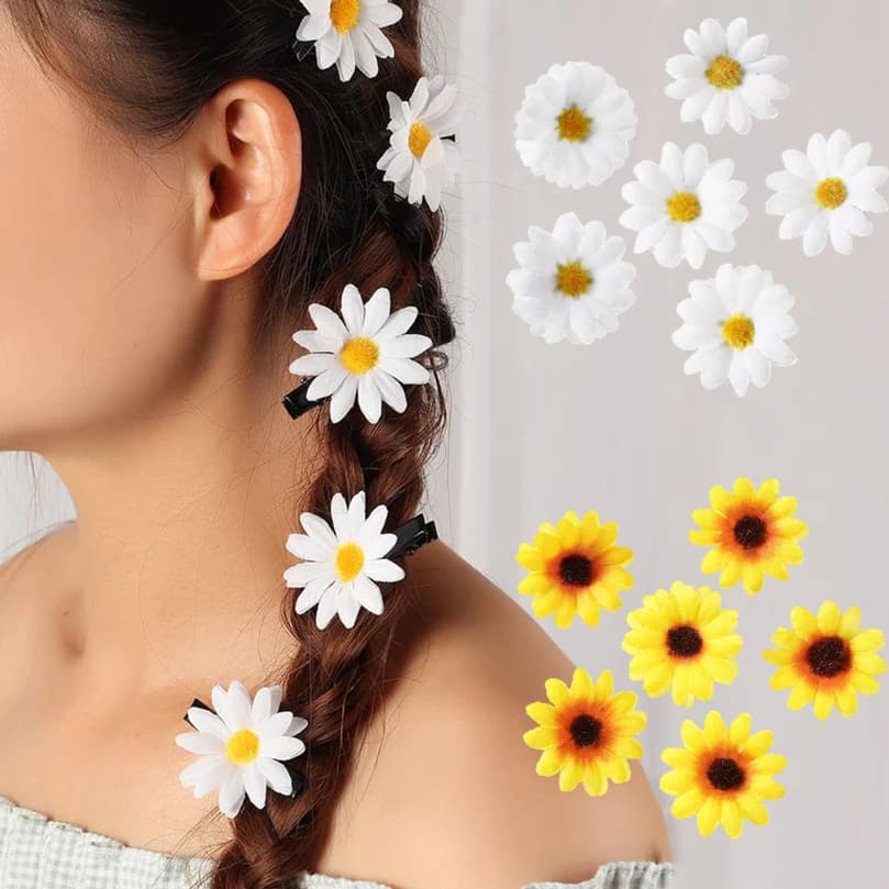 6PCS Cute Daisy Small Flower forcine frangia laterale Clip girasole Duckbill fermagli per capelli forcina laterale accessori per capelli donna
