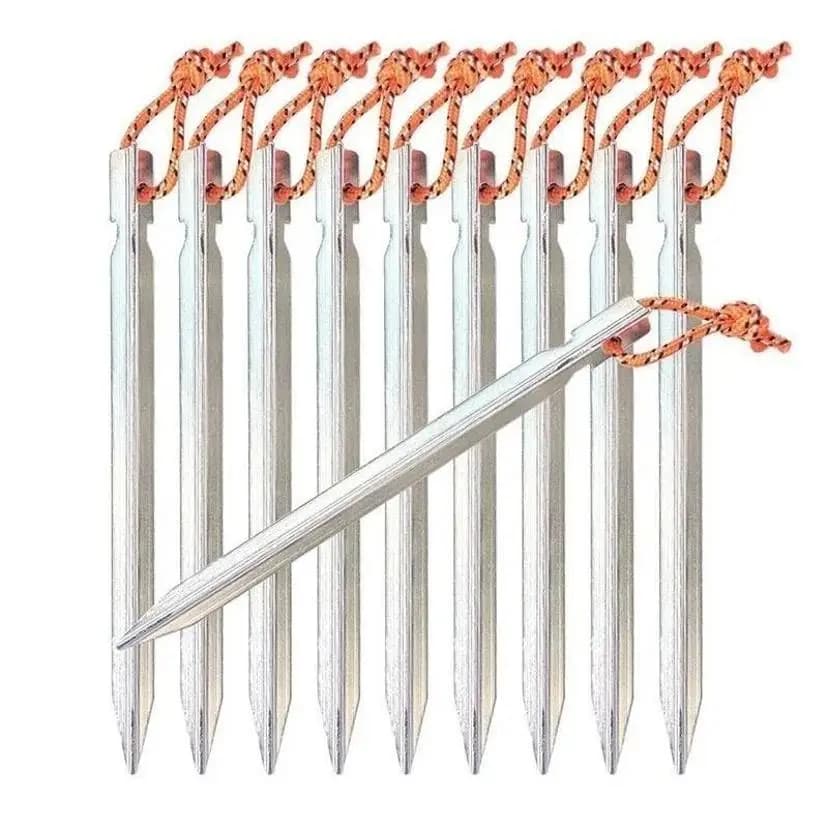 New Portable Aluminum Alloy Tent Stakes With Rope Durable Tent Peg Nail Heavy Duty Outdoor Camping Hiking Tent Fixing Accessory