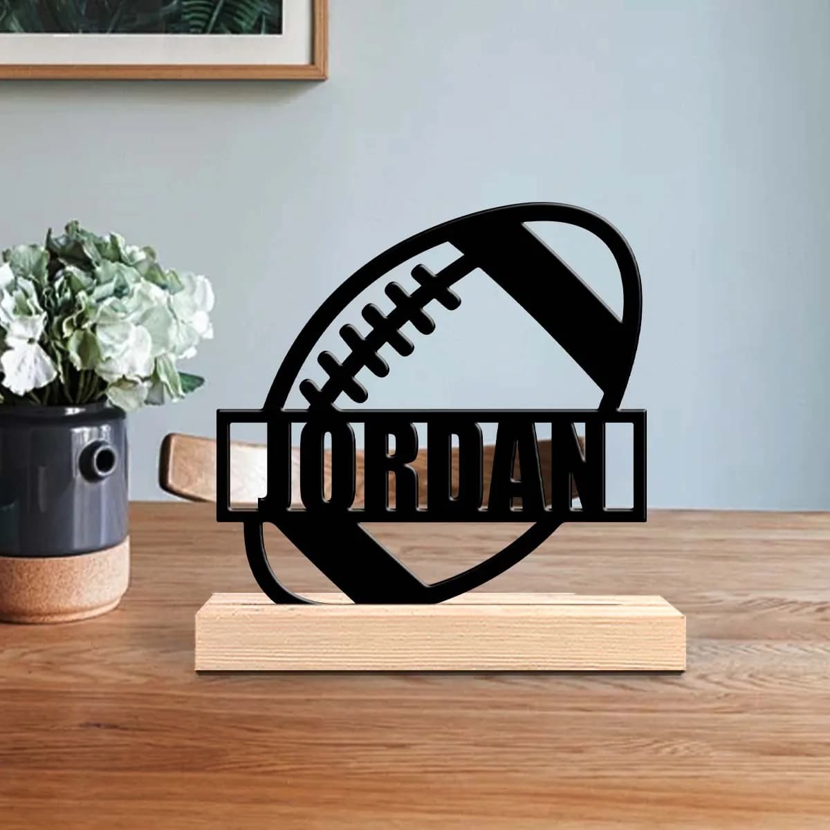 1pc Customized Metal Handicraft Ornaments Customizable Name Equipped with A Wooden Base Perfect for Home or Office Decoration