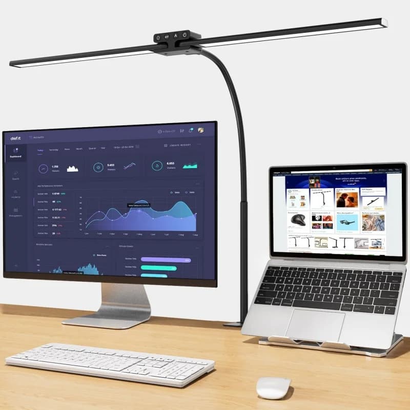Lampada da Architetto a 2 Teste con Morsetto per Monitor, Luce Intelligente Flessibile a 10 Colori per Casa e Ufficio