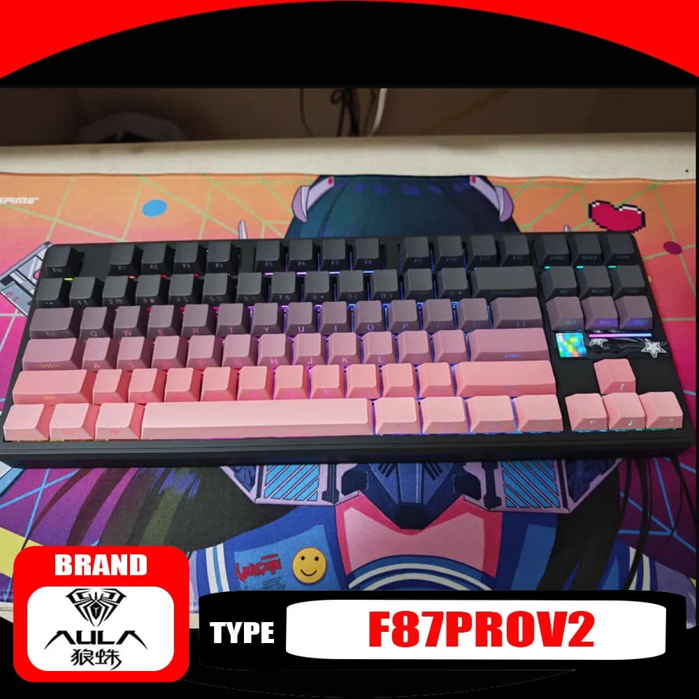 AULA F87ProV2 Mechanical Keyboard Three Mode Wireless RGB 8000mAh New Pc Gamer Accessories PBT Gasket Mac Gaming Keyboard