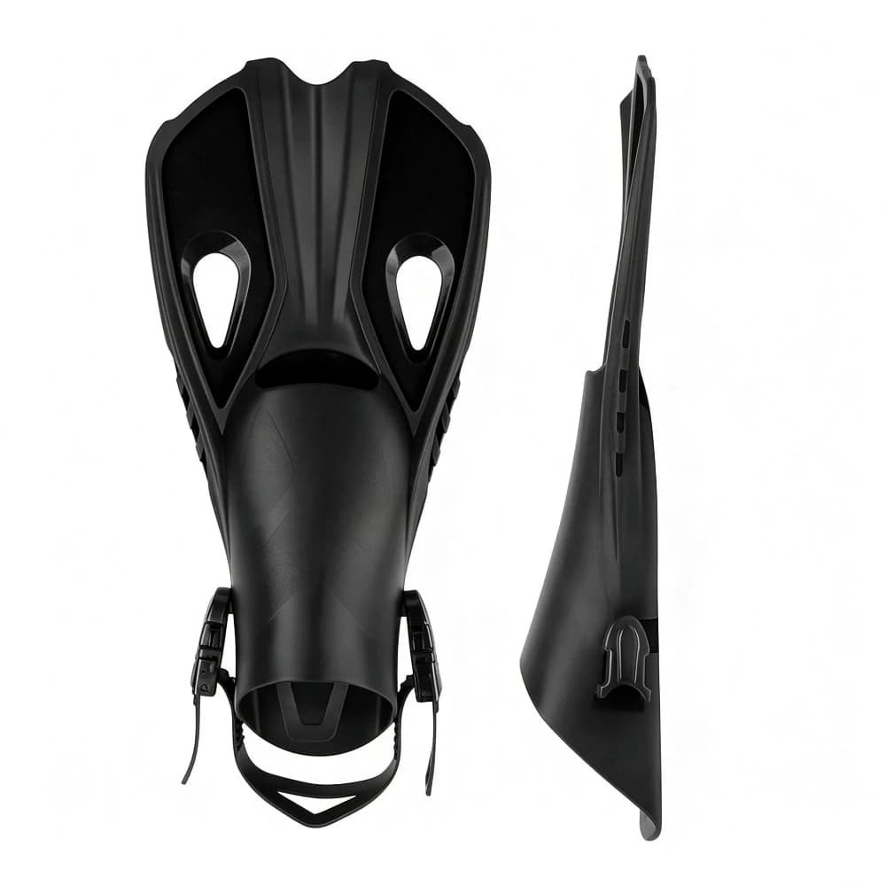 Adjustable Open Heel Short Swim Fins Silicone Snorkel Diving Flippers Portable Travel Swimming Frog Shoes for Adults
