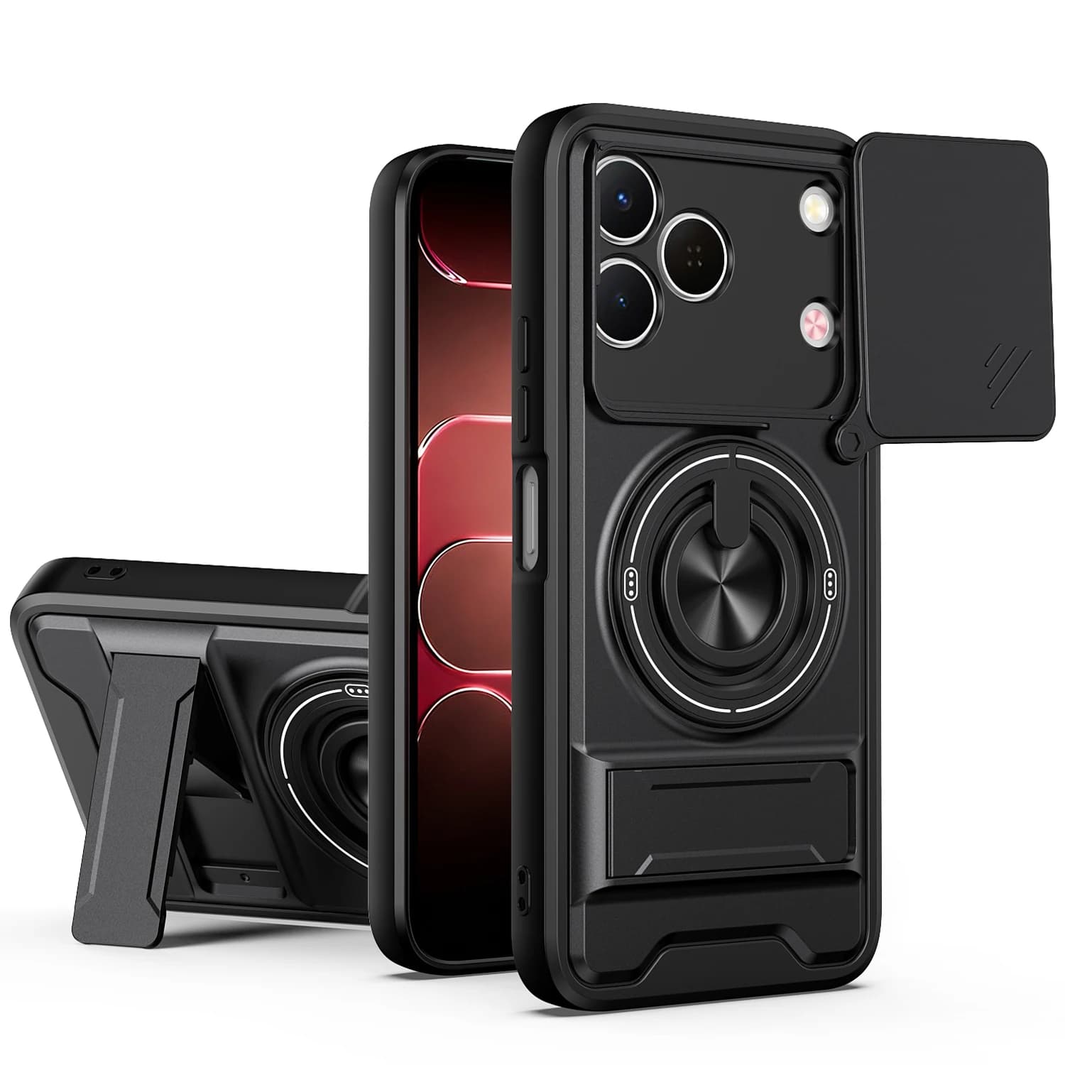 Funda for Tecno Spark 50 4G Case Rotatable Slide Camera Protection Ring Stand Shockproof Cover Capa Funda
