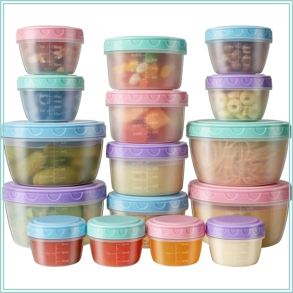 32 PCS Freezer Containers with Lids, BPA-Free Leakproof Meal Prep Bowls, 4 Sizes for Soups, Sauces, Snacks & More