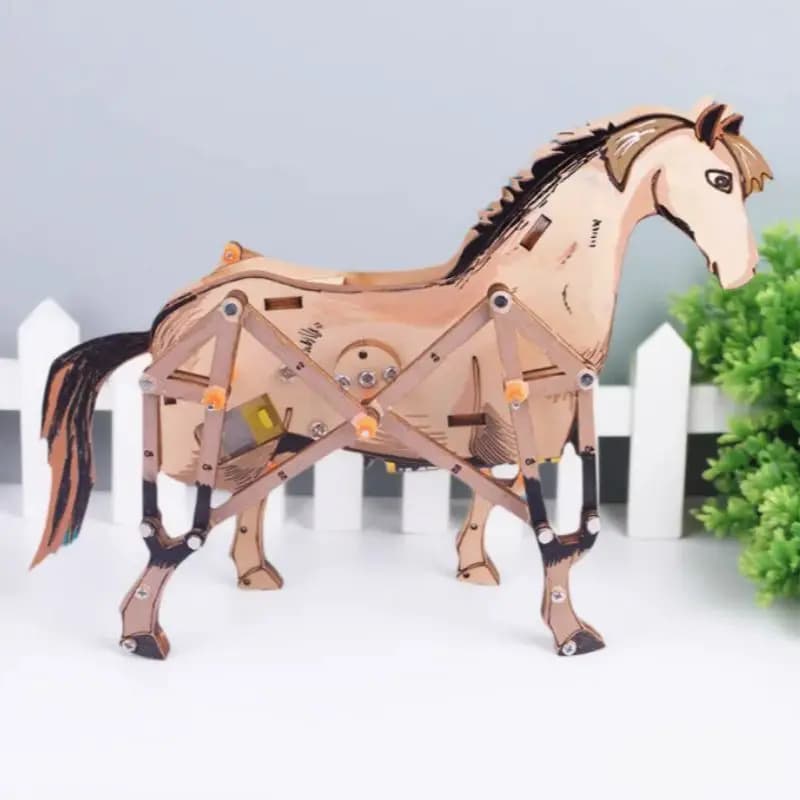 Cavallo meccanico in legno 3D Modello di assemblaggio fai-da-te Cavallo Scienza Puzzle STEM Educazione Esperimento di fisica Regalo per bambini